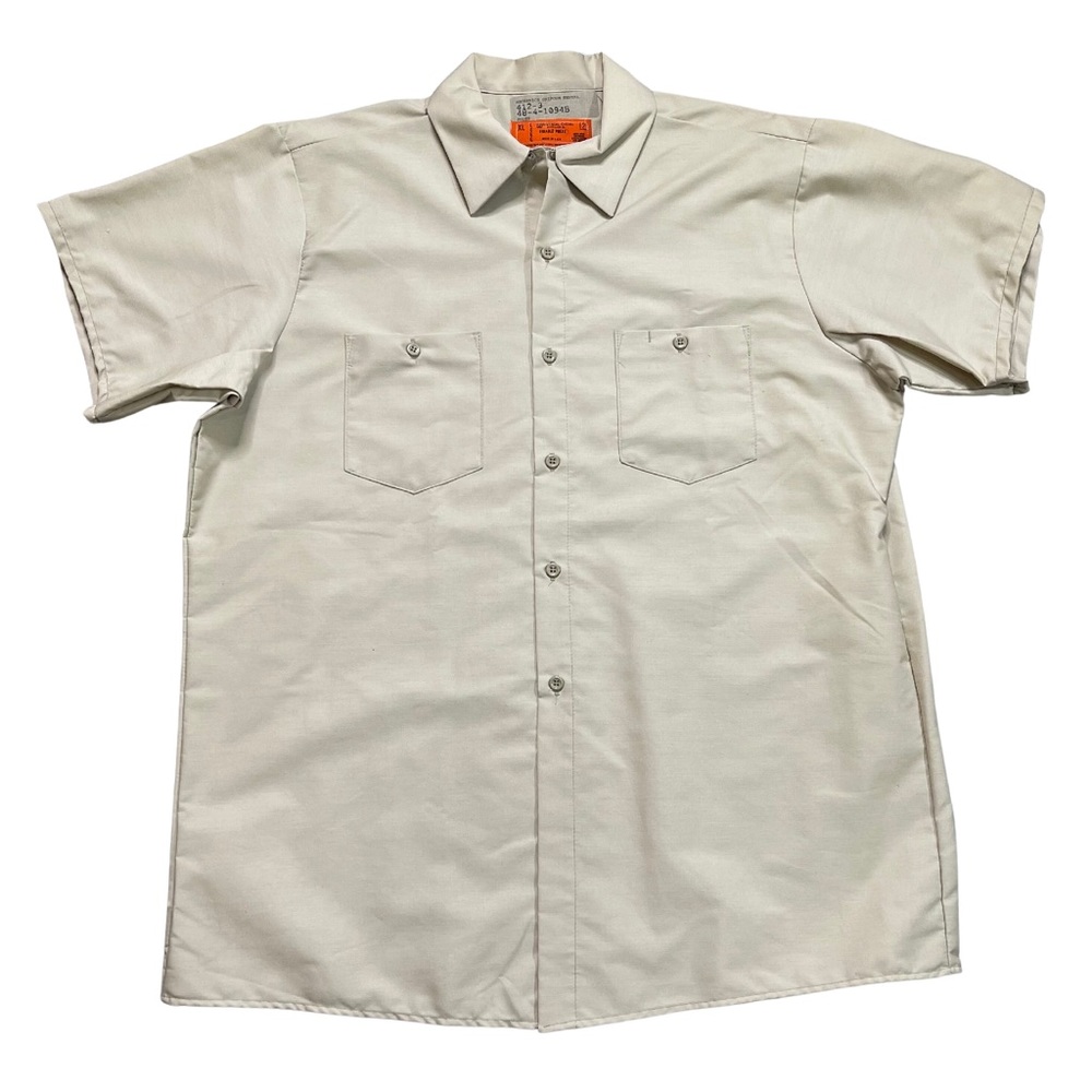 Vintage Universal Overall Short Sleeve Long Workshirt Khaki Tan XL Durable Press